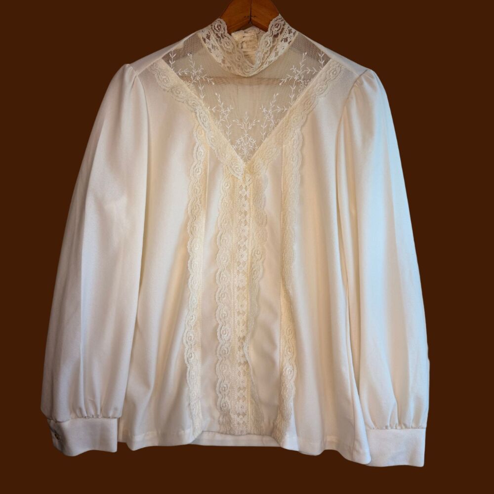 Vintage 70s Edwardian Lace Blouse